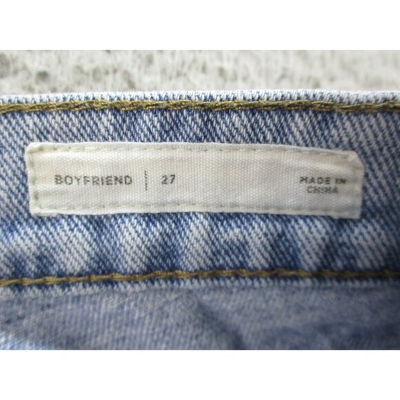 PACSUN 90's Boyfriend Jeans Women 27 Blue Straight Distressed Ripped Light Wash - Picture 9 of 11